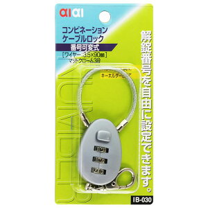 コンビネーション ケーブルロック 幅30mm×ワイヤー3.5×90mm マットクローム WAKI(和気産業) (IB-030)