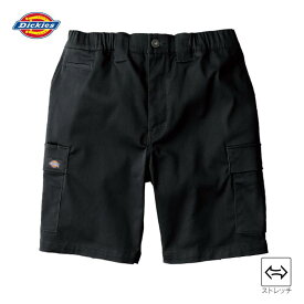 Dickies T/C ストレッチ ショートカーゴパンツ D-2876 ブラック XS ハーフパンツ 作業服 ディッキーズ