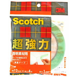 超強力 透明素材用両面テープ 透明 12mm×4m スリーエム (STD-12)