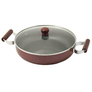 パール金属 メガサイズ ふっ素加工IH対応 ガラス蓋付浅型大型鍋 30cm HB-6673