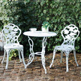 谷村実業 RアルミガーデンテーブルセットホワイトTAN-3003-3WT ガーデニング用品 テーブル&チェア2脚 3点セット