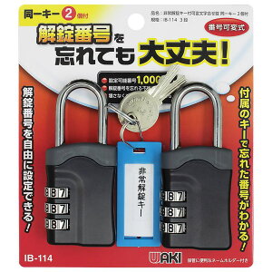 非常解錠キー付可変錠 同一キー 本体幅35mm×吊内径高さ26mm レッド WAKI(和気産業) (IB-114)
