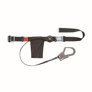 KH 基陽 2丁掛 剣アルミフック 自在環付き ペダルフック じゃばらランヤード 黒-反射シルバーライン 1700mm W1JPWS-17