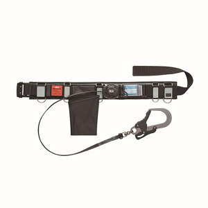 KH 基陽 補BS安全帯 ワンタッチ1200mm 剣アルミ 自在環付き D環 じゃばら 黒-反射シルバーライン BSOKMJDWS