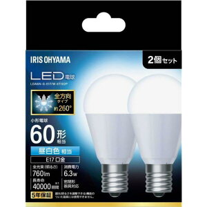 �y���[�J�[�����z �A�C���X�I�[���} LED�d�� E17 �S���� 60�`���� �����F 2�Z�b�g LDA6N-G-E17/W-6T102P