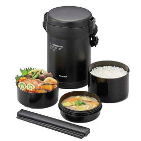 ピーコック魔法瓶 弁当箱 保温弁当箱 ステンレスランチジャー カトラリー付き 1310ml 縦型 マットブラック