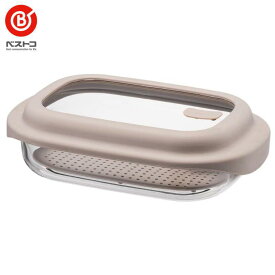 ベストコ ガラス 保存容器 1.6L ベージュ レシピ付き 電子レンジ オーブン 食洗機対応 LNG483 ロック＆ロック ユニクッカー LNG483