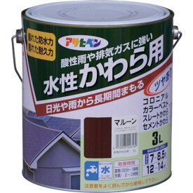 ■アサヒペン 水性 かわら用 3L マルーン《4缶入》〔品番:446169〕【1237785×4:0】[送料別途見積り][掲外取寄][店頭受取不可]