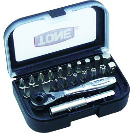 ■TONE オフセット式ラチェットドライバー ビットラチェットセット 7pcs (22個)〔品番:BRS20〕【3893413:0】[店頭受取不可]