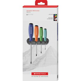 ■【在庫限り】PBスイスツールズ スイスグリップ・レインボードライバー4本組 ホルダー付(BOX入り)〔品番:8242RBCBB〕【5544164:0】[店頭受取不可]