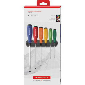 ■【在庫限り】PBスイスツールズ レインボースイスグリップドライバー6本組 ホルダー付(BOX入り)〔品番:8240RBCBB〕【5544172:0】[店頭受取不可]