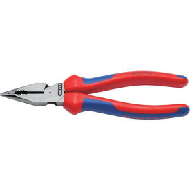 ■KNIPEX ニードルノーズコンビネーションプライヤー 185mm コンフォートグリップ〔品番:0822185〕【6107096:0】[店頭受取不可]