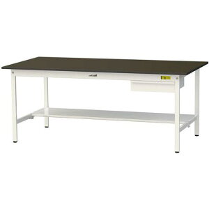 ■ヤマテック 実験用作業台 ワークテーブルLABシリーズ 実験用ラボテーブル 固定式 引き出し付き 半面棚付き 指紋レスメラミン天板 W1800×D900×H740mm〔品番:SLM1890UTBRW〕【7089290:0】[法人・事業