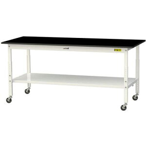 ■ヤマテック 実験用作業台 ワークテーブルLABシリーズ 実験用ラボテーブル 高さ調整タイプ移動式 全面棚付き ケミテクト天板 W1800×D750×H685~H985mm〔品番:SLKAC1875TTBKW〕【7089304:0】[法人・事業