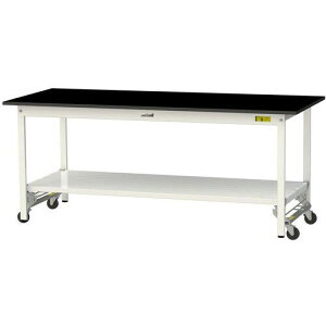 ■ヤマテック 実験用作業台 ワークテーブルLABシリーズ 実験用ラボテーブル ワンタッチ移動タイプ 全面棚付き ケミテクト天板 W1800×D750×H740mm〔品番:SLKU1875TTBKW〕【7089330:0】[法人・事業所限