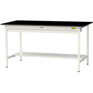 ■ヤマテック 実験用作業台 ワークテーブルLABシリーズ 実験用ラボテーブル 固定式 ワイド引き出し付き 半面棚付き ケミテクト天板 W1800×D900×H950mm〔品番:SLKH1890WTBKW〕【7089348:0】[法人・事業