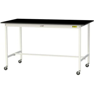 ■ヤマテック 実験用作業台 ワークテーブルLABシリーズ 実験用ラボテーブル 移動式 ケミテクト天板 W1800×D900×H1035mm ブラック/シルキーホワイト〔品番:SLKHC1890BKW〕【7089352:0】[法人・事業所限