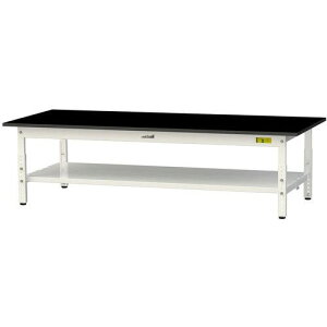 ■ヤマテック 実験用作業台 ワークテーブルLABシリーズ 実験用ラボテーブル 高さ調整タイプ 低床用 全面棚付き ケミテクト天板 W1800×D750×H400~H575mm〔品番:SLKAL1875TTBKW〕【7089375:0】[法人・事業