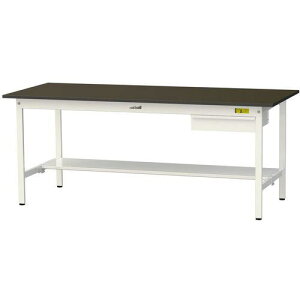 ■ヤマテック 実験用作業台 ワークテーブルLABシリーズ 実験用ラボテーブル 固定式 引き出し付き 半面棚付き 指紋レスメラミン天板 W1800×D750×H740mm〔品番:SLM1875UTBRW〕【7090870:0】[法人・事業