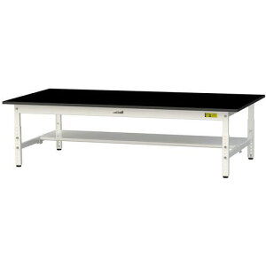 ■ヤマテック 実験用作業台 ワークテーブルLABシリーズ 実験用ラボテーブル 高さ調整タイプ 低床用 半面棚付き ケミテクト天板 W1800×D900×H400~H575mm〔品番:SLKAL1890TBKW〕【7090885:0】[法人・事業