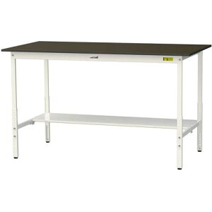 ■ヤマテック 実験用作業台 ワークテーブルLABシリーズ 実験用ラボテーブル 高さ調整タイプ 半面棚付き 指紋レスメラミン天板 W1800×D900×H900~H1200mm〔品番:SLMAH1890TBRW〕【7090950:0】[法人・事業