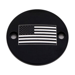 CUSTOM ENGRAVING アメリカンフラッグ タイマーカバー (ブラック) M8 ツーリング、ソフテイル、トライク
