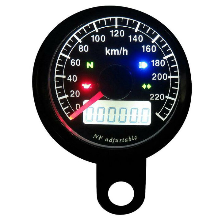 楽天市場】48mm アジャスタブルスピードメーター ブラック 黒盤 白光 