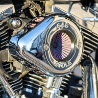 【S&S】Air Stinger ティアドロップ・ステルスエアクリーナー クローム TwinCam ケーブルスロットル用 17…