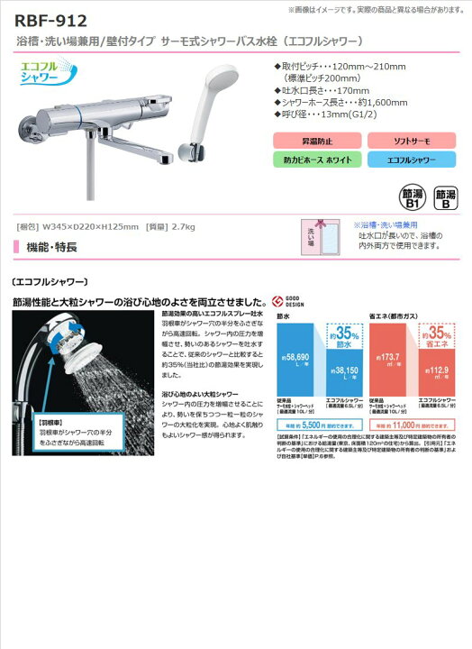 楽天市場】LIXIL INAX 【RBF-912】□サーモスタット付シャワー混合水栓 
