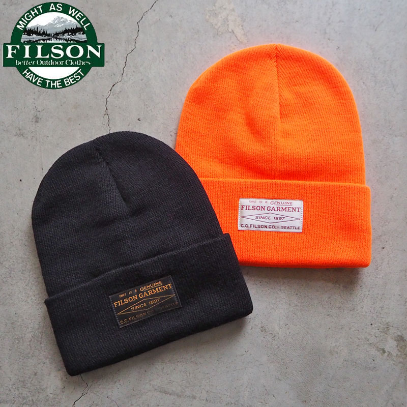 FILSON フィルソン ニット帽 BALLARD WATCH CAP 49028 メンズ ニットキャップ USA製 バラード ワッチ キャップ  ビーニー ニット フリーサイズ ブラック オレンジ 黒 アメカジ ワーク | HEADFOOTmixism