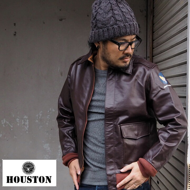 楽天市場】HOUSTON ヒューストン A-2 レザージャケット 8173 メンズ 本  