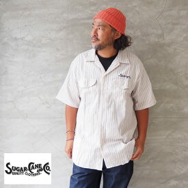 SUGAR CANE シュガーケーン シャツ 半袖 COKE STRIPE WORK SHIRT SC39118 メンズ 半袖シャツ ワークシャツ ストライプ 日本製 コークストライプ 東洋 東洋エンタープライズ アメカジ ワーク ブルー 刺繍 ステッチ