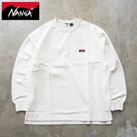 NANGA ナンガ ロンT メンズ エコハイブリッド ボックスロゴ エンブロイダリー ロングスリーブティー NW2411-1G803-A Tシャツ 長袖 長袖Tシャツ オーバーサイズ メール便 ロゴ ブランドロゴ 白 黒 XL ワンポイント シンプル 無地