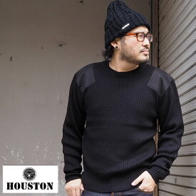 HOUSTON ヒューストン COMMAND SWEATER 2160 ニット セーター メンズ ミリタリー 大きめ 大きいサイズ クルーネック ニットセーター クルーネックニット 長袖 長袖ニット コマンドセーター オリーブ ブラック 黒 ネイビー 紺 無地 シンプル