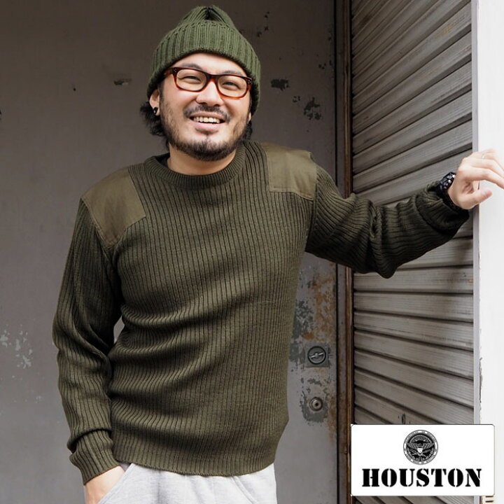 楽天市場 Houston ヒューストン Command Sweater 2160 ニット セーター メンズ ミリタリー 大きめ 大きいサイズ クルーネック ニットセーター クルーネックニット 長袖 長袖ニット コマンドセーター オリーブ ブラック 黒 ネイビー 紺 無地 シンプル Headfootmixism