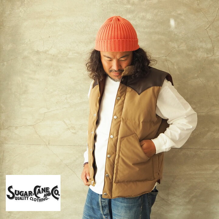 楽天市場】SUGAR CANE シュガーケーン ダウンベスト LEATHER YOKE T/C 