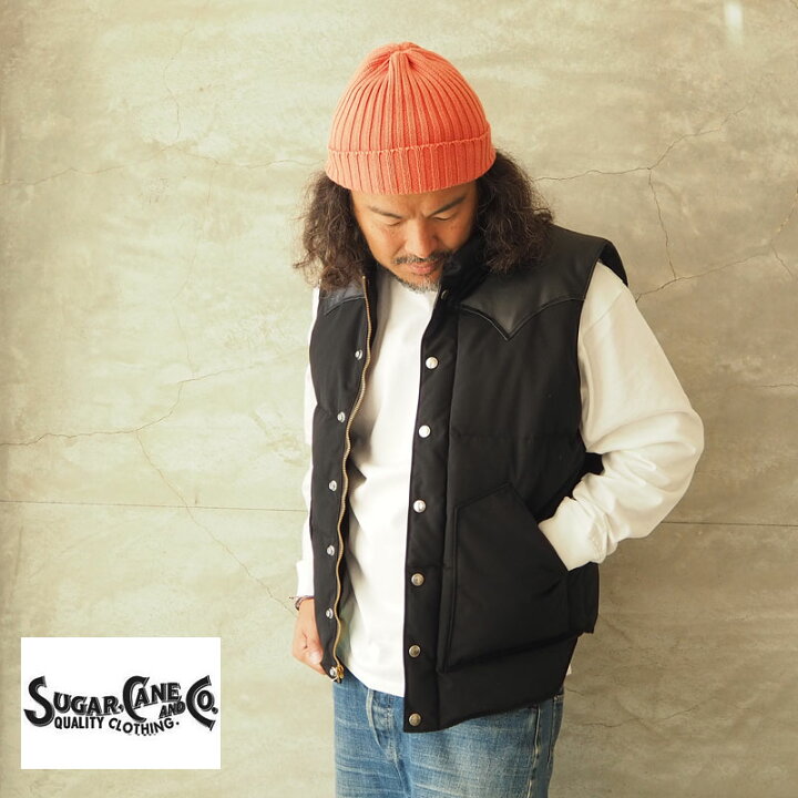 楽天市場】SUGAR CANE シュガーケーン ダウンベスト LEATHER YOKE T/C 