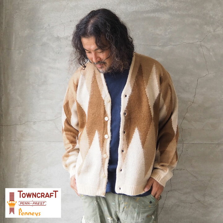 楽天市場】TOWNCRAFT タウンクラフト カーディガン SHAGGY JACQUARD 