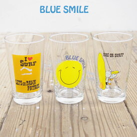 BLUE SMILE ブルースマイル グラス BS16-LG タンブラー おしゃれ コップ ペア 食器 カフェ サーフ surf マリン スマイル プリント カジュアル クリア 日本製 箱入り プレゼント ギフト