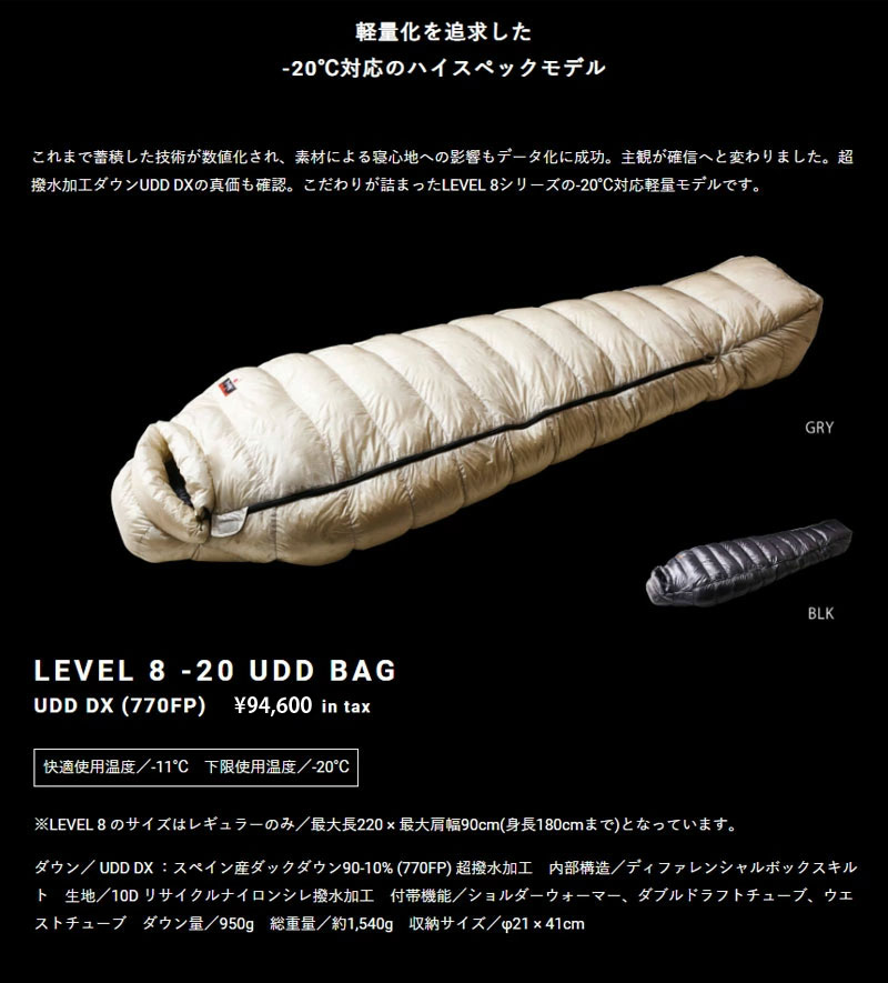 楽天市場】NANGA ナンガ シュラフ 寝袋 LEVEL8-20 UDD BAG N1LU レベル
