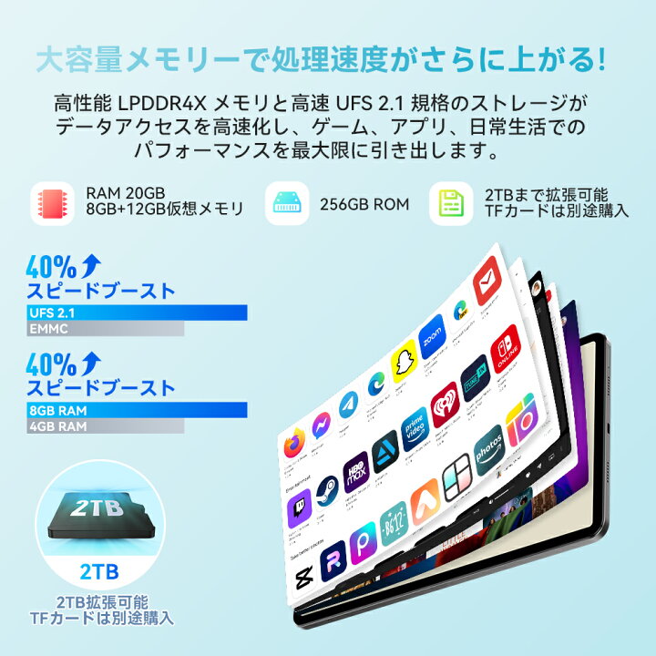 楽天市場】Android 14 タブレット 12インチ G99 8コアCPU RAM24GB/20GB 