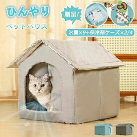 氷ボックス付き 猫 ペットエアコンハウス ルーム ペットハウス クール アイスボックス 夏用 冷房 ひんやり 冷感 保冷 省エネ ドーム型 涼しい ペットベッド ネコ 犬 室内 屋外 屋内 暑さ対策 熱中症対策 野良猫 ペット用 折りたたみ 涼感