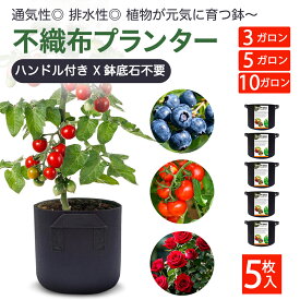 ＼10％OFFクーポン／不織布プランター 10ガロン 5枚入り 13ガロン ハンドル付き 不織布ポット 布鉢 布袋 プランター 植木鉢 軽い 軽量 フェルト 家庭菜園 ベランダ 野菜 育苗 園芸 黒 プランター ガーデニング用品 深鉢 鉢植え 栽培袋