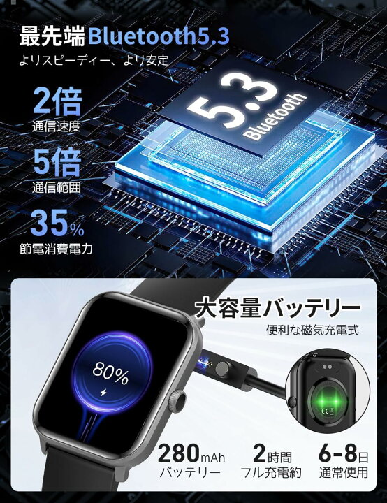 楽天市場】 Bluetooth5.3 通話機能付き 1.9インチ 腕時計 スマート 