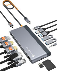 8in1 USB C ハブ デュアル 4K 60Hz タイプ C ハブ ドッキング ステーション Macbook Air/Pro(M1/M2)、NEC、FCCL、ASUS、Lenovo、Dynabook、Dell、HP、Acer、Surfaceなどに対応