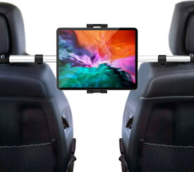 タブレット ヘッドレスト車載ホルダー 後部座席取付 安定性 防振でき 360度調節可 伸縮可 真ん中固定 タブレット スマホ スタンド 対応機種4-12.9インチデバイス iPad Pro 11 10.5 9.7 / Air Mini 5 4 3 2 / iPhone 12 / 12 Pro / 11 / SE