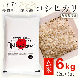 玄米 6kg (2kg×3袋) 無農薬栽培 【令和7年産】 長野県北佐久郡立科町産 コシヒカリ 低温乾燥玄米