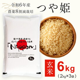 玄米 6kg (2kg×3袋) 農薬8割減栽培 令和6年産 山形県置賜産 つや姫 低温乾燥玄米