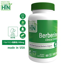 Berberine HCl ベルベリン塩酸塩 500mg NON-GMO 60粒 アメリカ製 ソフトジェルカプセル サプリメント サプリ 健康食品 健康 米国 USA