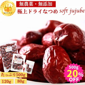 【12/11(木)01:59まで! 20%OFF★500g】極上 ドライ なつめ 500g 120g 80g ナツメ 無農薬 オーガニック 棗 ドライフルーツ ドライなつめ オーガニックなつめ 有機 乾燥なつめ ナツメの実 ナツメ茶 サムゲタン 薬膳 妊婦 鉄分 妊娠中 紅棗 SOFT JUJUBE